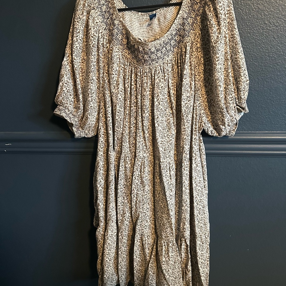 Old Navy Beige Floral Midi Dress